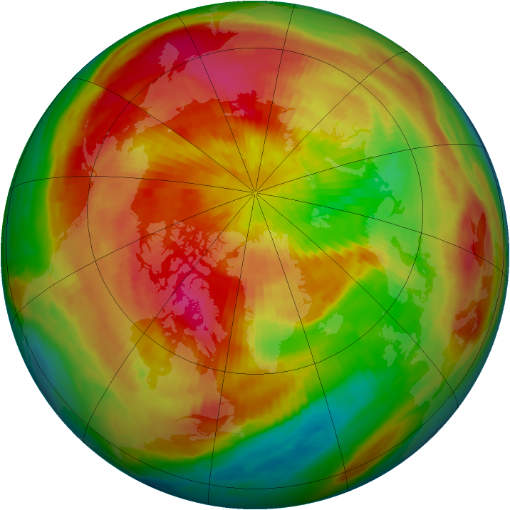 Arctic ozone map for 25 March 1998